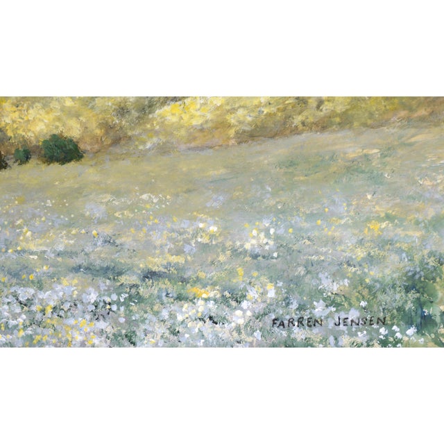 Green "Spring Hills" Mid Century Modern Farmhouse Landscape in Acrylic on Masonite by Farren Jensen For Sale - Image 8 of 10