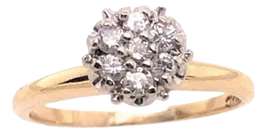 14 Karat Two-Tone Gold Contemporary Diamond Cluster Engagement Ring 0.40 TDW, Size 7