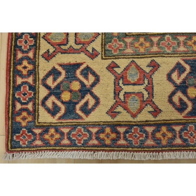 Kazak Rug 6’5” X 8’10” Red Wool Tribal Hand-Knotted Oriental Carpet For Sale - Image 12 of 15