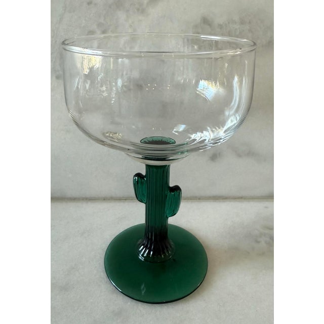 Libbey Glass Co. Set of 4 Vintage Libbey Cactus Margarita Glasses For Sale - Image 4 of 9