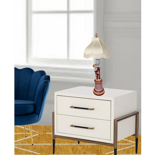 Art Nouveau Vintage Parian Bisque Figural Cherub Table Lamp For Sale - Image 3 of 12