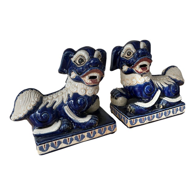 Vintage Chinese Blue Foo Dogs a Pair Chairish
