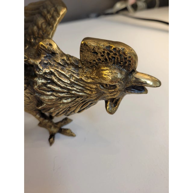 Mid-Century Brass Fighting Rooster- a Pair For Sale In Cincinnati - Image 6 of 11