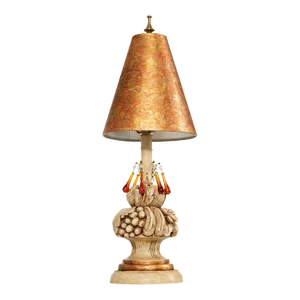 Vintage Italian Style Floral Fruit Carved Table Lamp