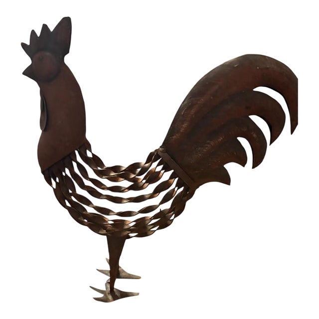 Vintage Handcrafted Iron Folk Art Rooster Sculpture For Sale