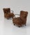 Mid-Century Modern Art Deco Scandinavian Armchairs in Curly Caramel Brown Mongolian Sheepskin, 1950s, Set of 2 For Sale - Image 3 of 11