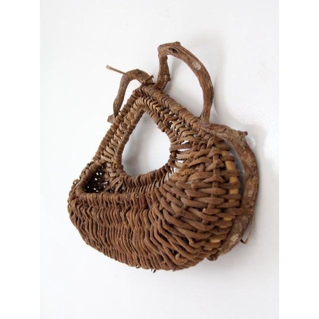 Brown Vintage Woven Vine Wall Basket For Sale - Image 8 of 10
