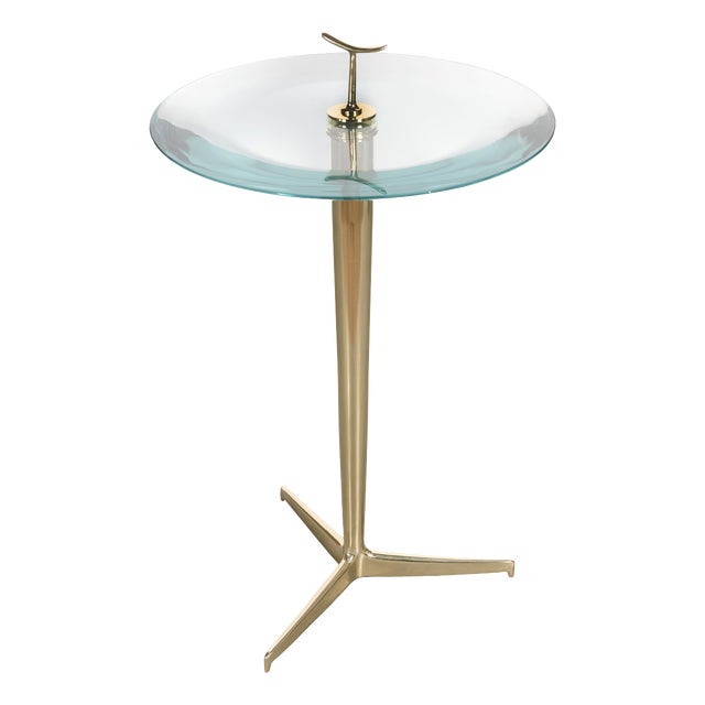 Thick Glass and Brass Coffee Table by Angelo Ostuni, 1960s For Sale