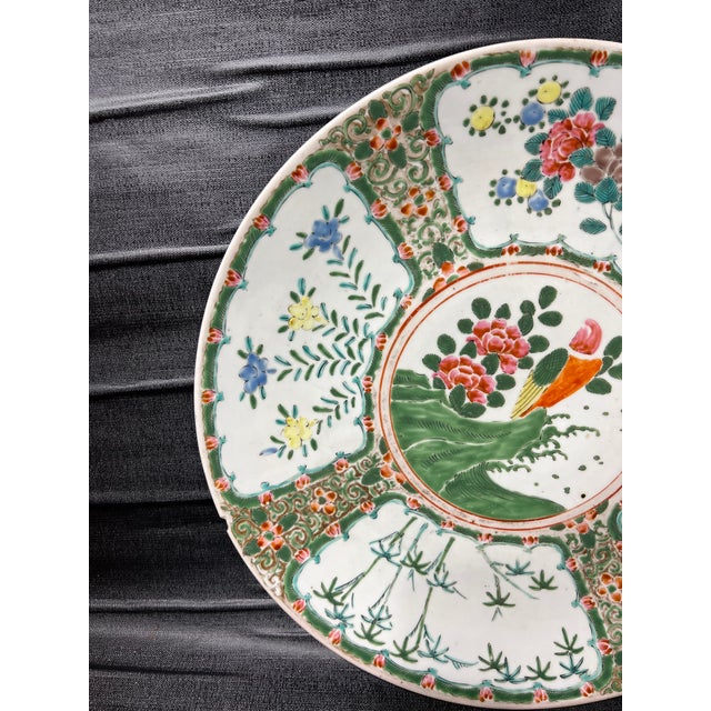 Off-white Large Early 20th Century Famille Chinese Porcelain Plate Charger For Sale - Image 8 of 12