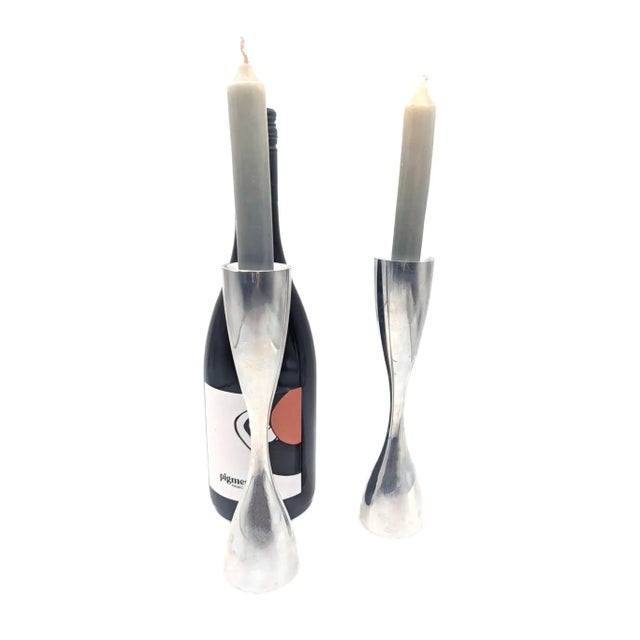 1990s Nambé Karim Rashid Alloy #6030 Candle Holders, a Pair For Sale In Miami - Image 6 of 10