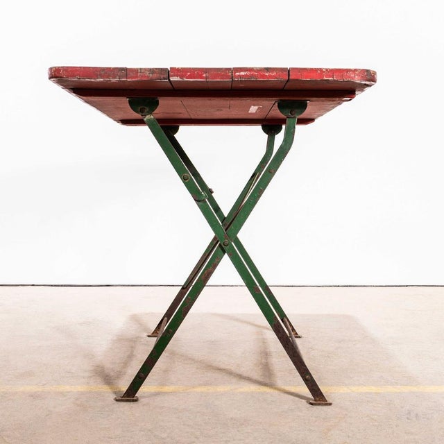 French Folding Wood and Forged Metal Base Table, 1950s For Sale - Image 6 of 10