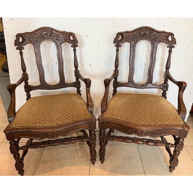 Flemish Armchairs in Oak, 19th Century, Set of 2 For Sale - Image 9 of 12