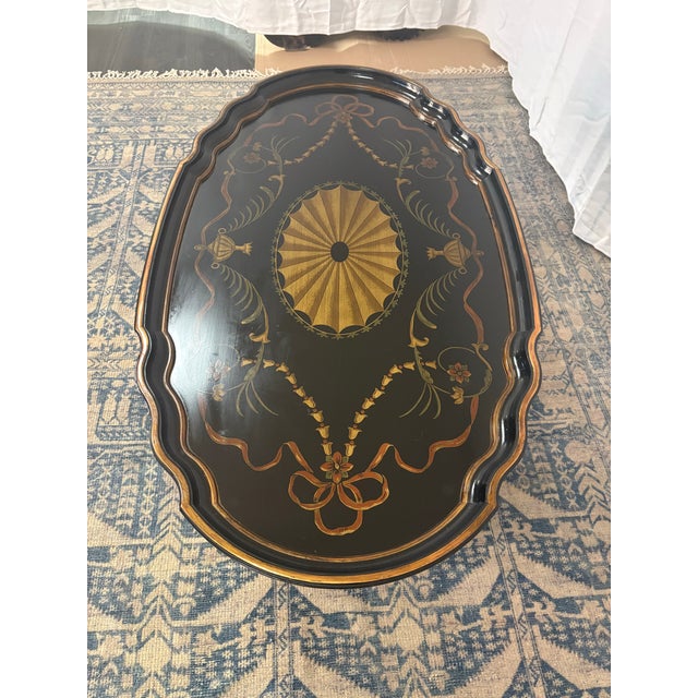Late 20th Century Attributed to Maitland Smith Ebonized Oval Neoclassical Coffee Table For Sale - Image 15 of 15