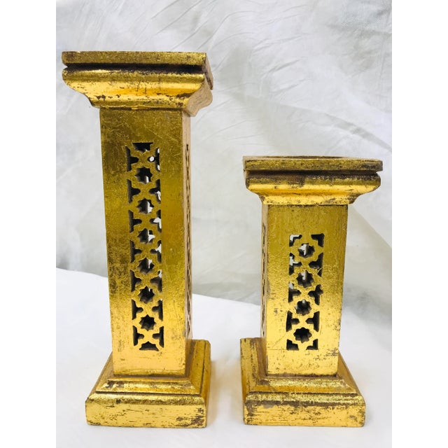 1980s Hand-Made Gilt Tole Candlesticks For Sale - Image 6 of 6