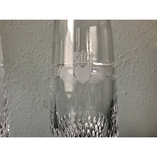 1980s Vintage Galway Irish Crystal Claddagh Ring Fluted Champagne