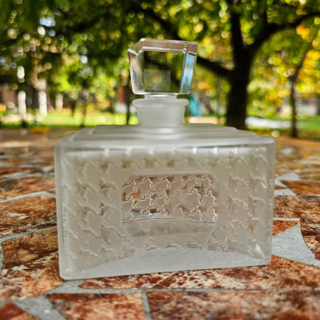 Vintage Miss Dior Empty Crystal Perfume Bottle Frosted Houndstooth For Sale - Image 10 of 10