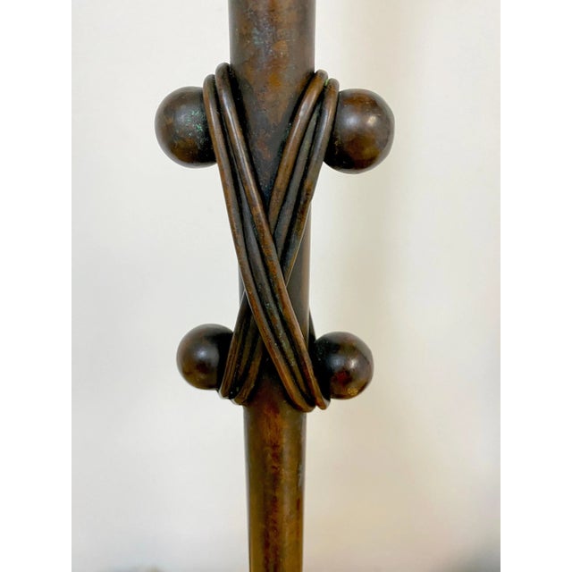 20th Century French Modern Patinated Bronze Sculptural Lamps - a Pair For Sale - Image 11 of 12