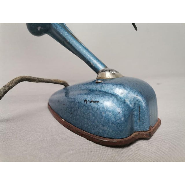 Art Deco Style Blue Metallic Iron Electric Air Fan, 1959 For Sale - Image 11 of 15