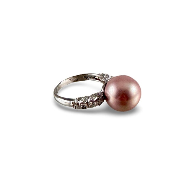 Sterling Silver Pearl and Cz Ring Sz 7 New For Sale - Image 4 of 5