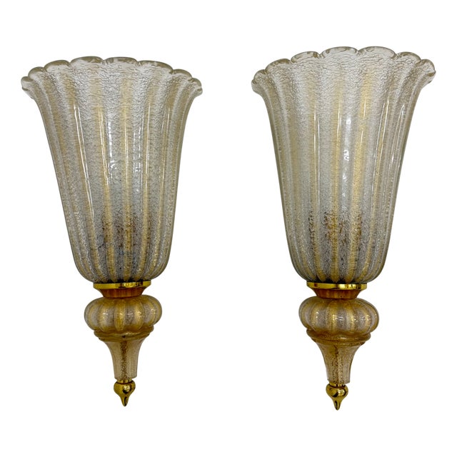 Wall Lamps Sconce Murano Glass from Barovier & Toso, 1970s, Set of 2 For Sale