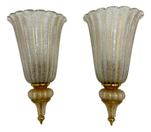 Wall Lamps Sconce Murano Glass from Barovier & Toso, 1970s, Set of 2