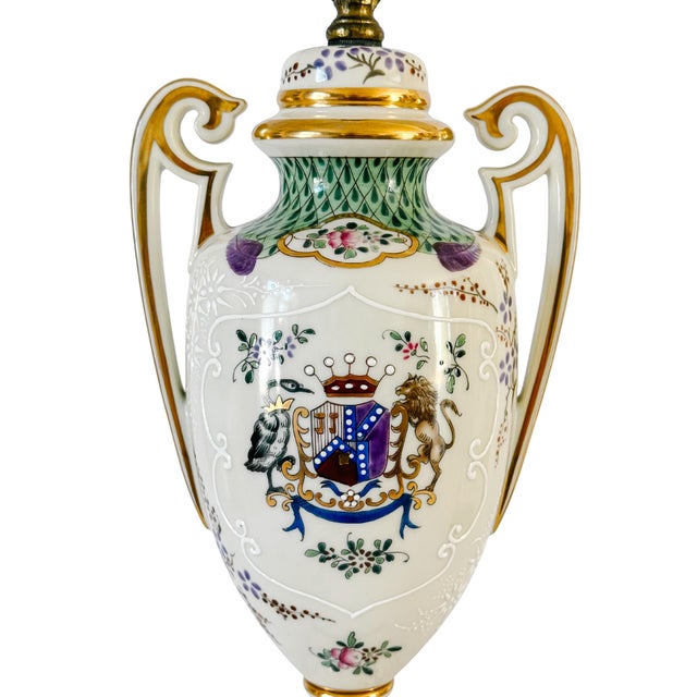 Antique 19th Century Edmé Samson Hand-Painted Armorial Urns With Gilt Bronze Mounts - Pair For Sale - Image 11 of 17