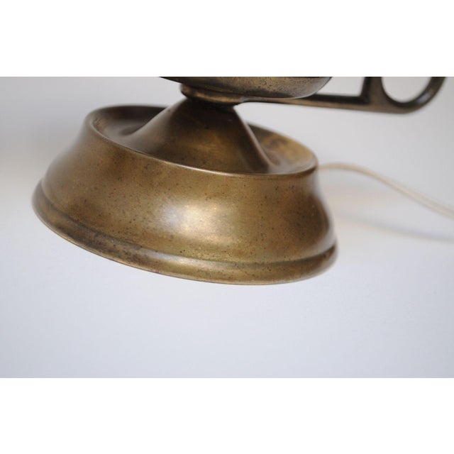 White Pair of Petite Vintage Italian Chamberstick Glass and Brass Bedside Lamps For Sale - Image 8 of 12