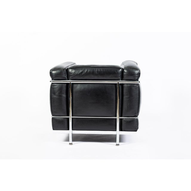 Authentic Cassina Lc2 Black Leather Petit Lounge Chair by Le Corbusier, 4x Avail For Sale In Detroit - Image 6 of 15