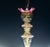 Pretty Murano chandelier, typical classic Venetian color pink and gold. The chandelier has 5 arms that mount 5 e14 light...