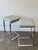 Plastic Vintage Pair of Milo Baughman Style Barstools in Blue-Gray Alligator Vinyl For Sale - Image 7 of 11