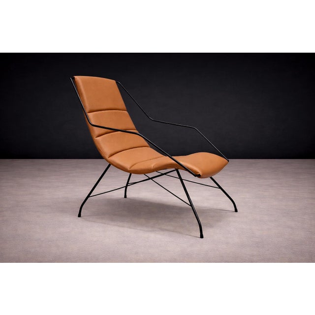 Mid-Century Modern Armchair in Brown Leather & Iron, Carlo Hauner, 1950s For Sale - Image 3 of 10