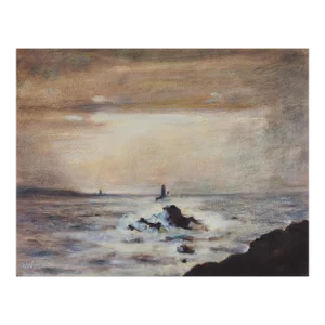Early 20th Century French Twilight Seascape Painting