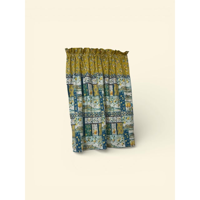 Contemporary Handmade Lemon Curtains 45 Wide X 38 Length Per Panel For Sale - Image 3 of 5