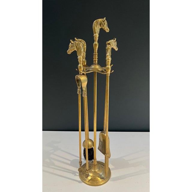 These very beautiful and elegant neoclassical style fireplace tools are made of brass. They are decorated with chiseled...