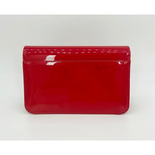 Mid 20th Century Mid 20th Century Christian Dior Red Patent Leather Tribale Chain Flap Bag For Sale - Image 5 of 11