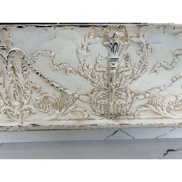 Vintage Transitional Stamped Tin Mirror For Sale - Image 9 of 13