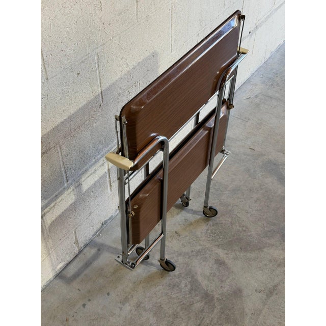 Teak Folding Two-Tier Bar Cart Germany Mid-Century Modern 1960s For Sale - Image 9 of 11