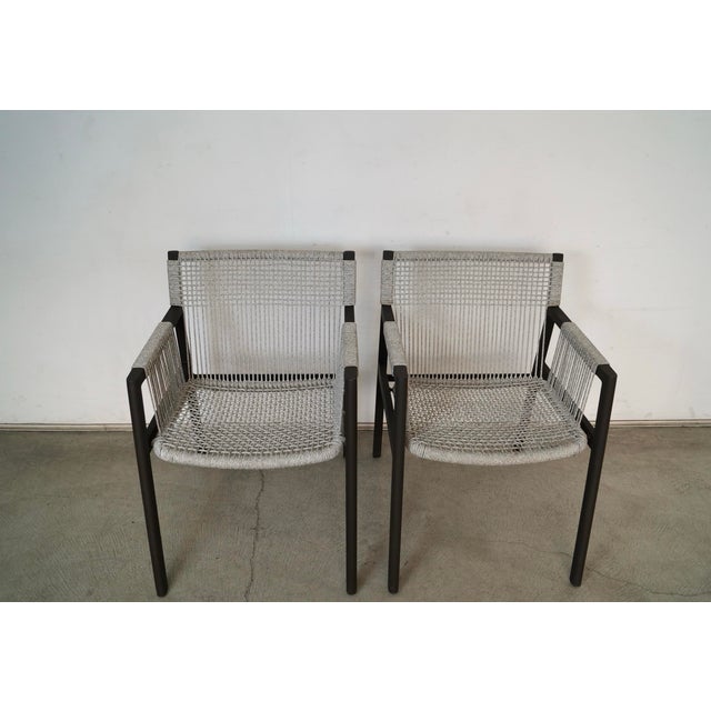 2020s Outdoor Aluminum & Rope Armchairs by Four Hands - A Pair For Sale - Image 5 of 12