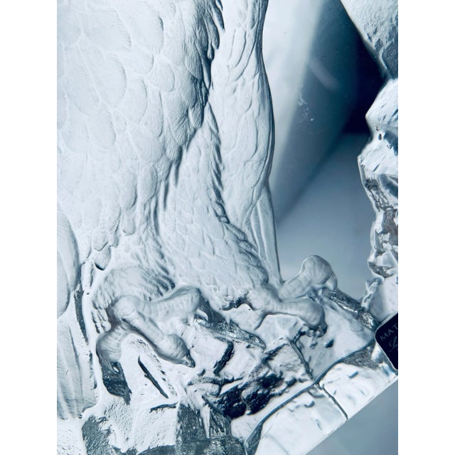 Transparent Large Crystal Sculpture of a Bald Eagle Created for Maleras Crystal & Signed by Swedish Artist Mats Jonasson For Sale - Image 8 of 12