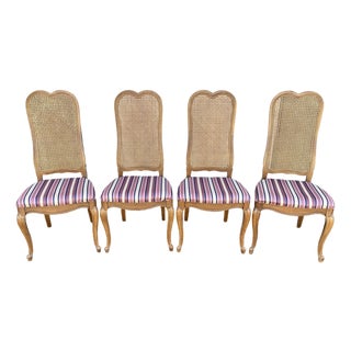 French Country Cane Back Dining Chairs- Set of 4- Attr. To Century Furniture For Sale