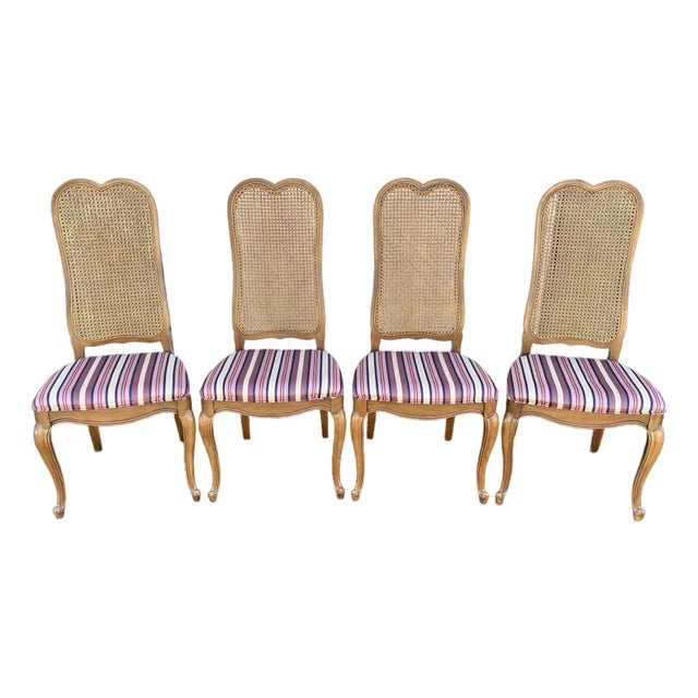 French Country Cane Back Dining Chairs- Set of 4- Attr. To Century Furniture For Sale