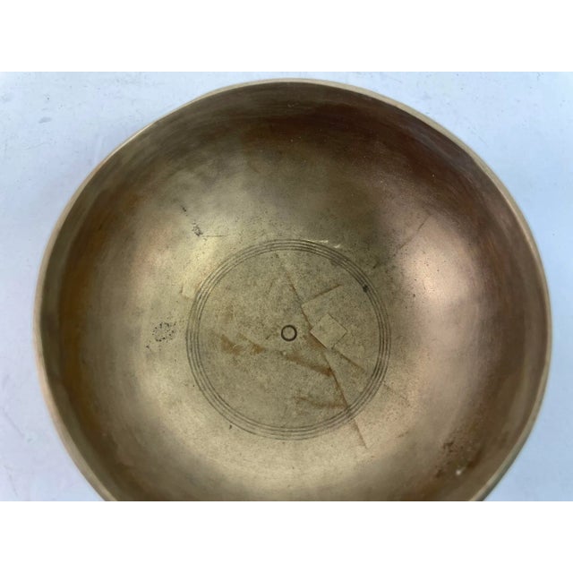 Mid 20th Century Vintage Asian Bronze Singing Hammered Bowl For Sale - Image 5 of 12