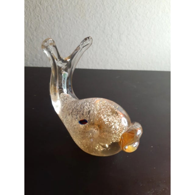 Art Deco Vintage Murano Italy Hold Aventurine Yellow Glass Fish Figurine For Sale - Image 3 of 8