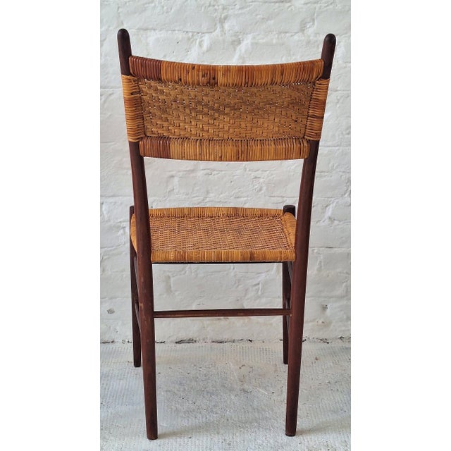 Teak Dining Chairs with Patinated Cane Seats and Backs after Gio Ponti, Italy, 1950s, Set of 4 For Sale - Image 13 of 16