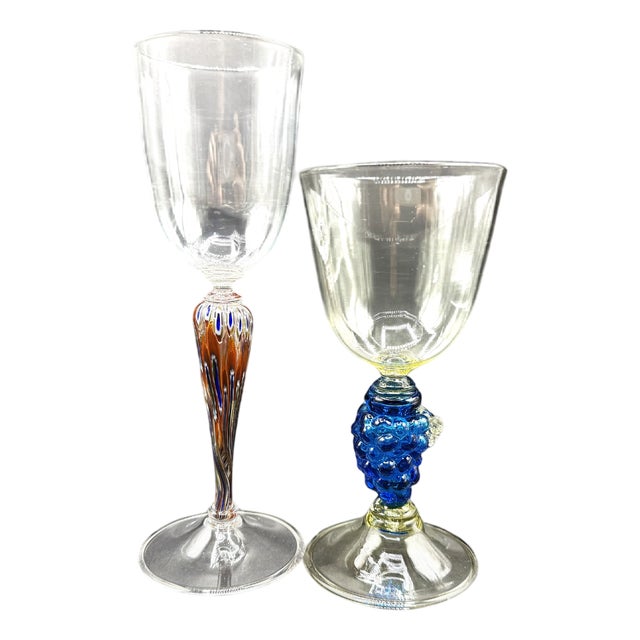 Murano - Art and Refinement of Blown Glass Goblets, Set of 2 For Sale