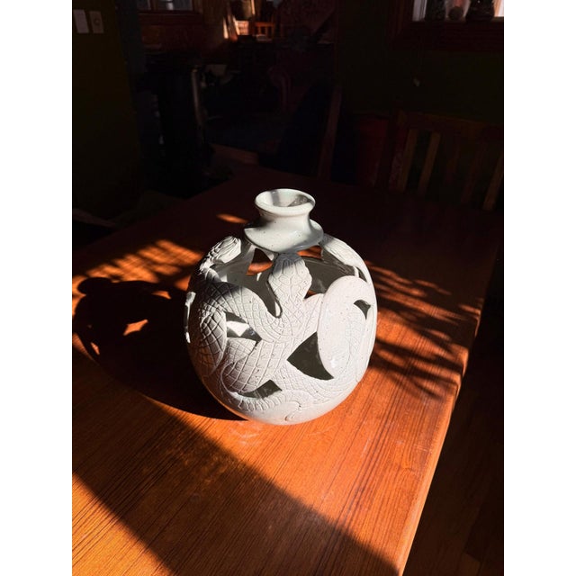 Four Serpents by Ty Brookhart | Reduction high fired stoneware with celadon glaze vase with serpents For Sale - Image 4 of 4