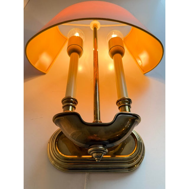 Mid-Century Modern Vintage Neoclassical Brass Wall Lamp with Off-White Shade, 1970s For Sale - Image 3 of 18