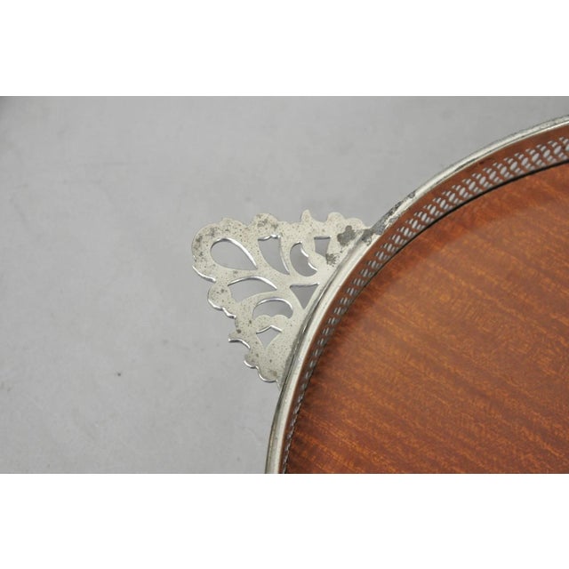 Silver Vintage Eales 1779 Silver Plated Georgian Oval Formica Footed Bar Platter Tray For Sale - Image 8 of 15