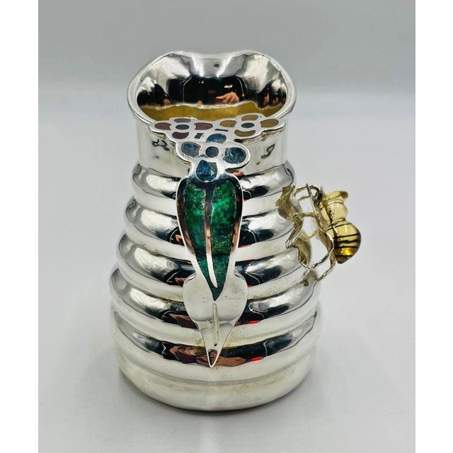 Los Castillo Whimsical 1960s Los Castillo Bee Pitcher With Malachite & Silver Inlay For Sale - Image 4 of 16