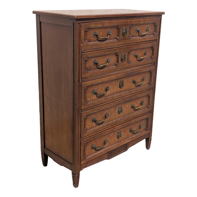 Vintage Henredon French Neoclassical Louis XVI Style Tall Chest Highboy For Sale